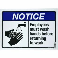 Hillman 10 in. x 14 in. Aluminum Employees Must Wash Hands Notice Sign