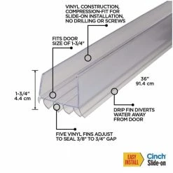 M-D Building Products 36 in. Clear Vinyl U-Shape Cinch Slide-On Under Door Seal -Deals Hillman Store clear m d building products door bottoms 43338 40 1000