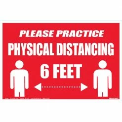Hillman 8 in. x 12 in. Safety Sign Practice Social Distance 6 ft. On All Sides