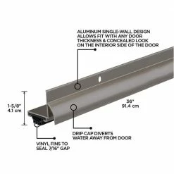 M-D Building Products 36 in. Satin Nickel Aluminum L-Shape Screw-on Under Door Seal -Deals Hillman Store satin nickel m d building products door bottoms 48998 40 1000