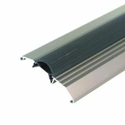 M-D Building Products Deluxe Low 3-3/4 in. x 42 in. Satin Nickel Aluminum Threshold with Vinyl Seal