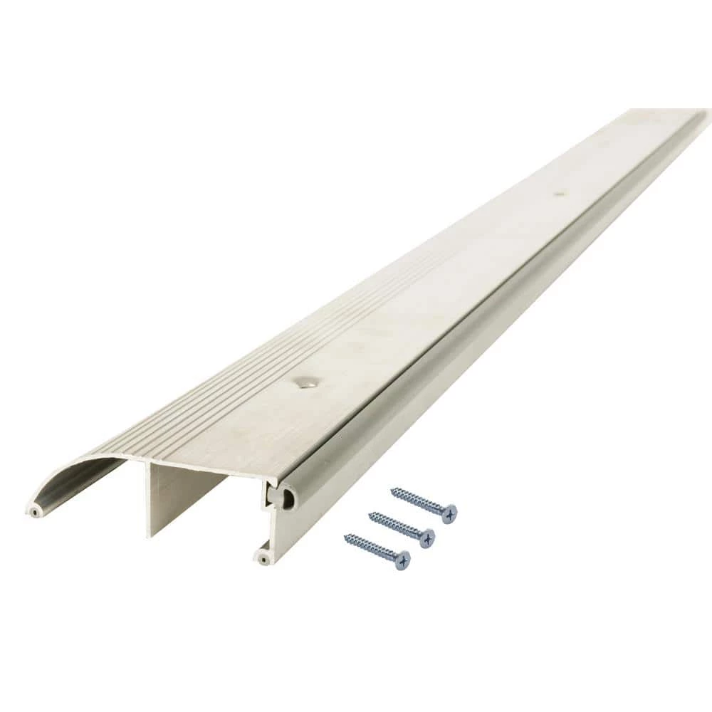 M-D Building Products 3-3/8 in. x 1 in. x 36 in. Silver Aluminum and Vinyl High-Profile Outswing Door Threshold 5 M-D Building Products 3-3/8 in. x 1 in. x 36 in. Silver Aluminum and Vinyl High-Profile Outswing Door Threshold - Image 3