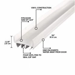 M-D Building Products 36 in. White Vinyl U-Shape Screw-on Under Door Seal -Deals Hillman Store white m d building products door bottoms 06528 40 1000