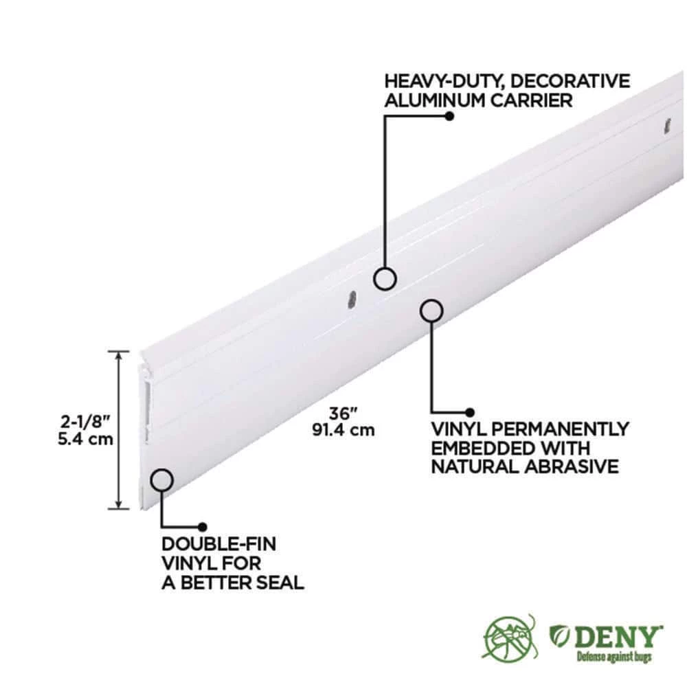 M-D Building Products 36 in. White Aluminum and Vinyl Heavy-duty Deny Screw-on Door Sweep 5 M-D Building Products 36 in. White Aluminum and Vinyl Heavy-duty Deny Screw-on Door Sweep - Image 3